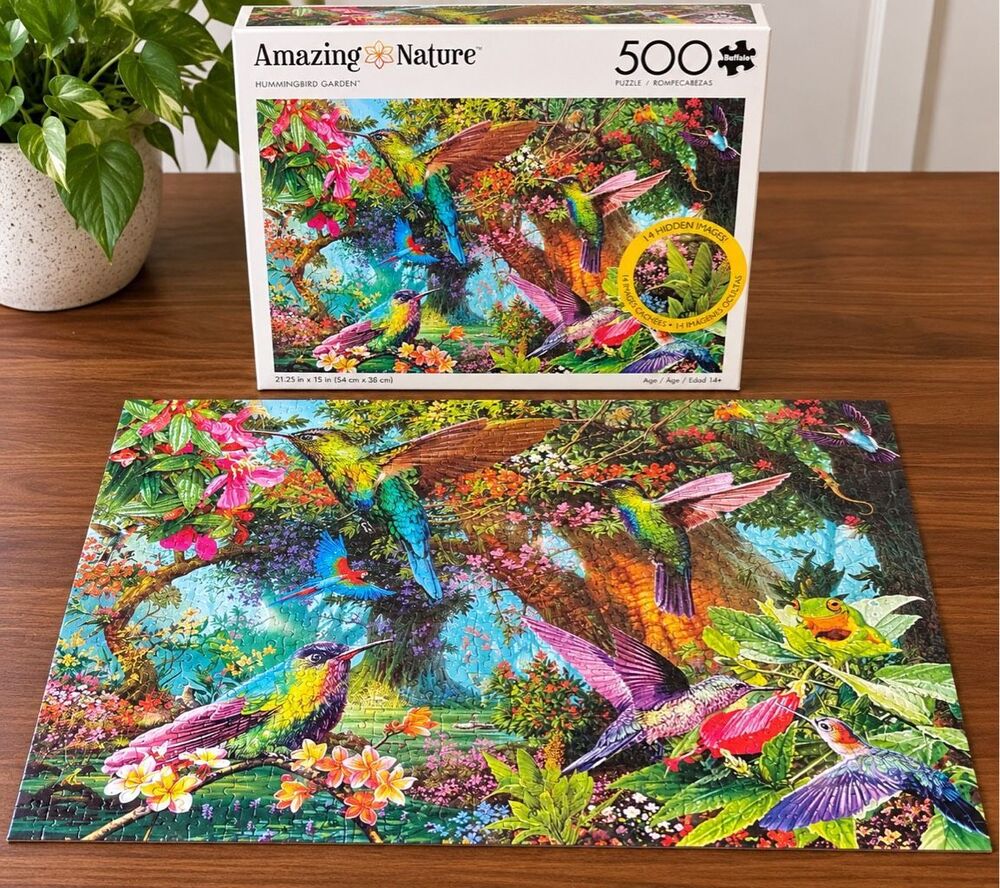 Buffalo Amazing Nature Hummingbird Garden 500 Piece Puzzle Complete